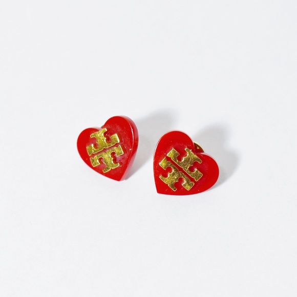 Jewelry - Tory Burch Red Heart Stud Earrings